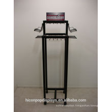 Freestanding 4-Caster Movable Metal Hooks Rack Hanging Leather Belt Stand Display For Retail Store